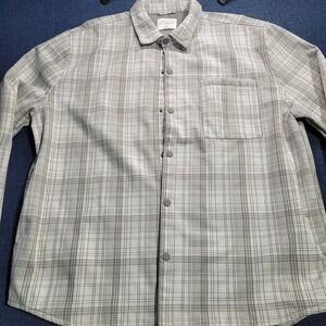 Stylus Men's Plaid Button Down Shirt XL Gray White Long Sleeve Insulated Outdoor